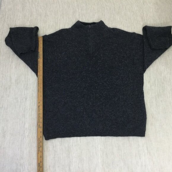 REI Sweater Mens XL Black 100% Virgin Wool Knit Long Sleeve Quarter Zip Pullover - Picture 10 of 11